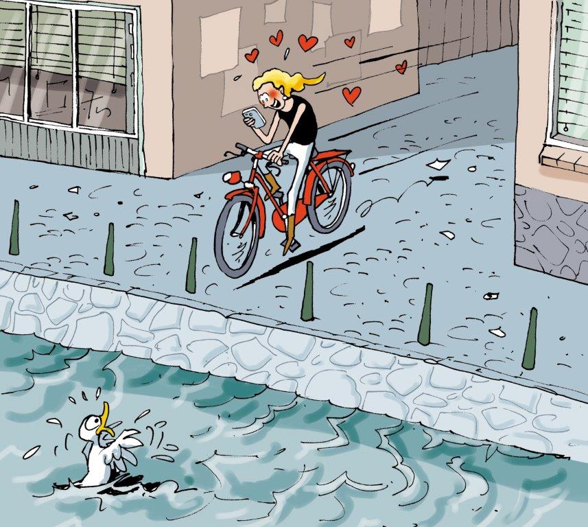 illustratie les Op de fiets even niets