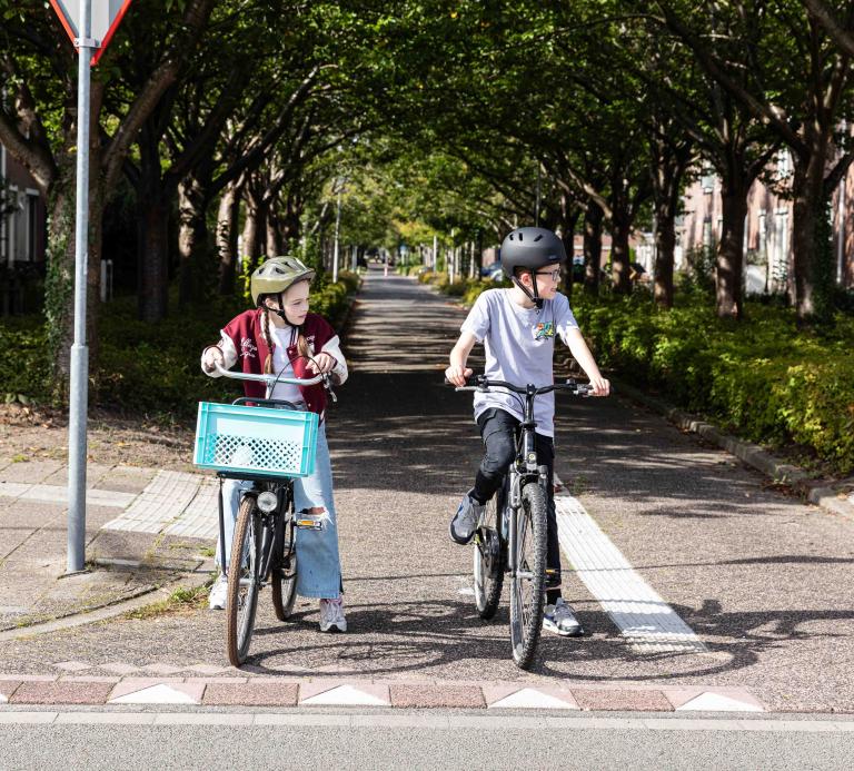 Fietser die willen oversteken